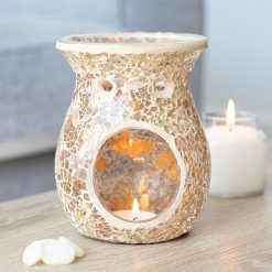 Gold Flared Glass Crackle Wax Melt Burner (Large)