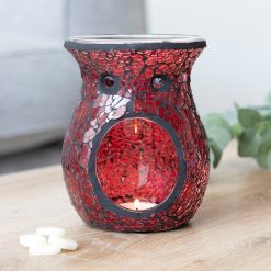 Red Flared Crackle Glass Wax Melt Burner (Large)