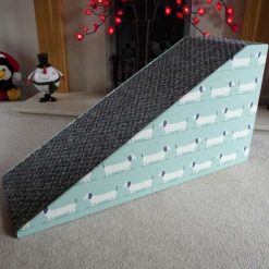 32cm H x 29cms W x 65cms L base Sofa Pet Ramp in Dachshund Designer 'Duck-Egg Fabric