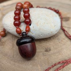Acorn Necklace, Carnelian, Jasper & Wood