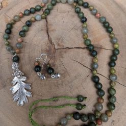 Oak Leaf Jewellery set, Jade, Unakite, Labradorite 2 Oak Leaf Jewellery set, Jade, Unakite, Labradorite 2