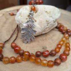 Oak Leaf Jewellery set - Agate & Wood 1