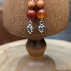 Oak Leaf Jewellery set - Agate & Wood 2