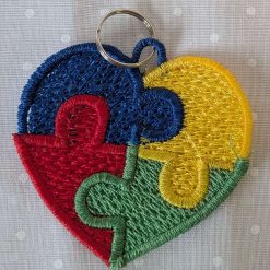 Autism awareness heart keyring