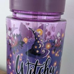 Purple plastic drinks bottle with pop up straw Witchy vibes