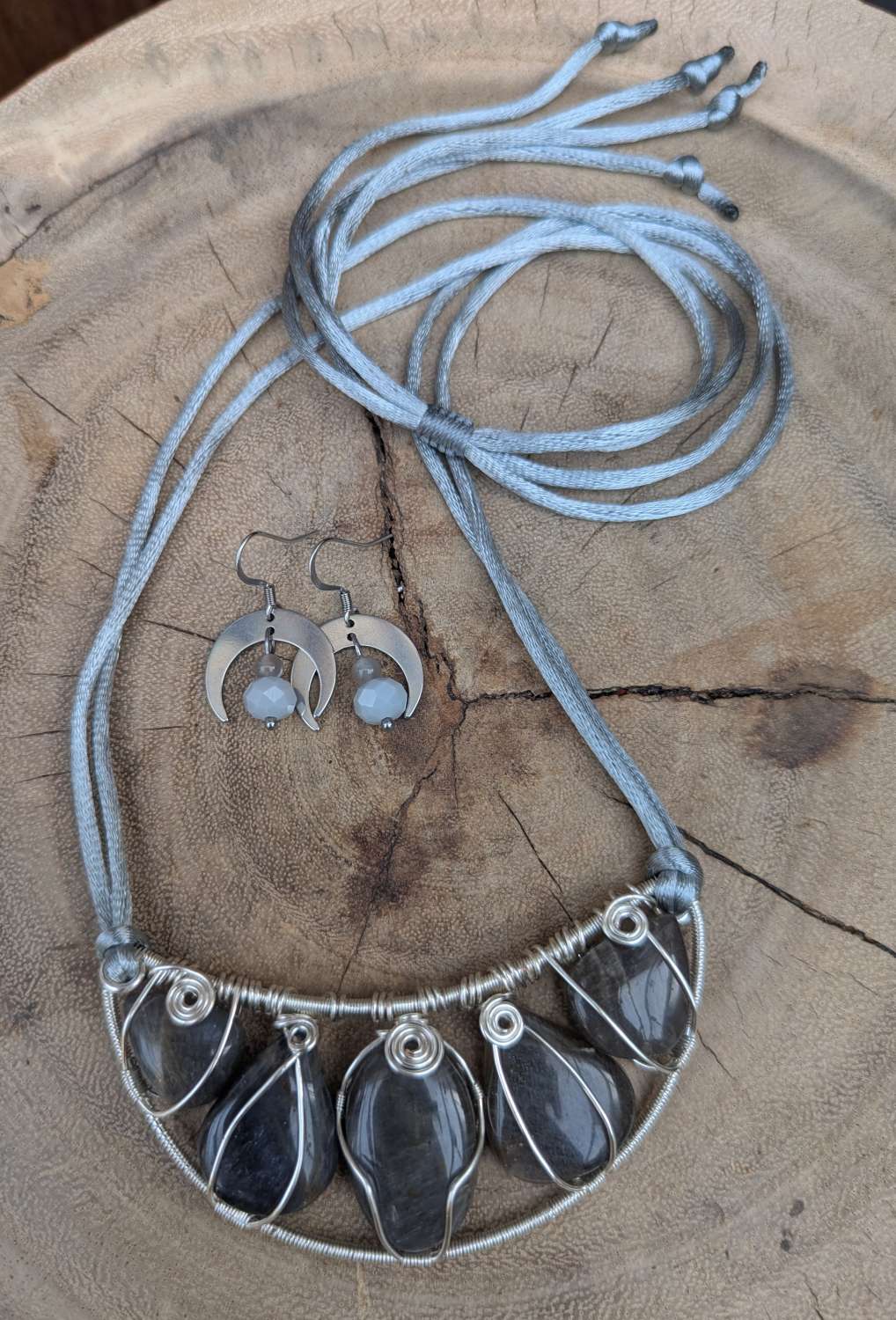 Grey moonstone statement set Grey moonstone statement set