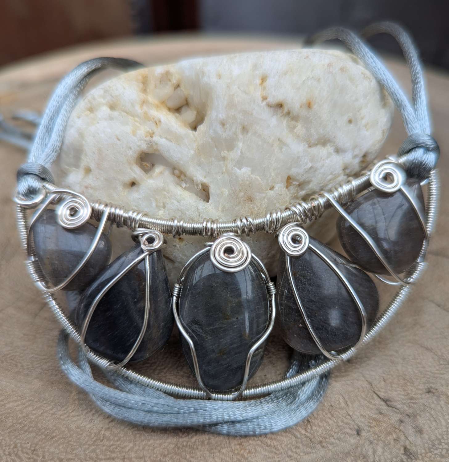 Grey moonstone statement set Grey moonstone statement set