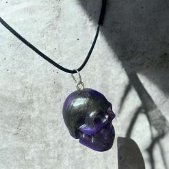 💀✨ PURPLE & BLACK RESIN SKULL NECKLACE — A J Creations Exclusive! ✨💀
