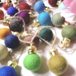 Felt Ball Festoon Garland, 230cm, Rainbow Colours, Eclectic Bohemian Interiors, Colourful Maximalism Decor, Fairtrade.