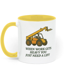 Backhoeing, We Dig It Coffee Mug - Yellow and White