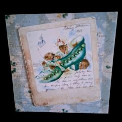 Blank card with Vintage style shoe and cute mice