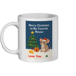 Merry Christmas Mouse Coffee Mug - White