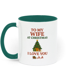 To My Husband at Christmas, I Love You Coffee Mug - Green and White