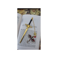 Fantasy Sword, With Dragon Pendant Metal Bookmark 5