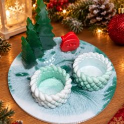 Epoxy Resin Christmas Decoration with 2 Tealight Holders