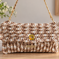 Crochet clutch,  Beige/cream