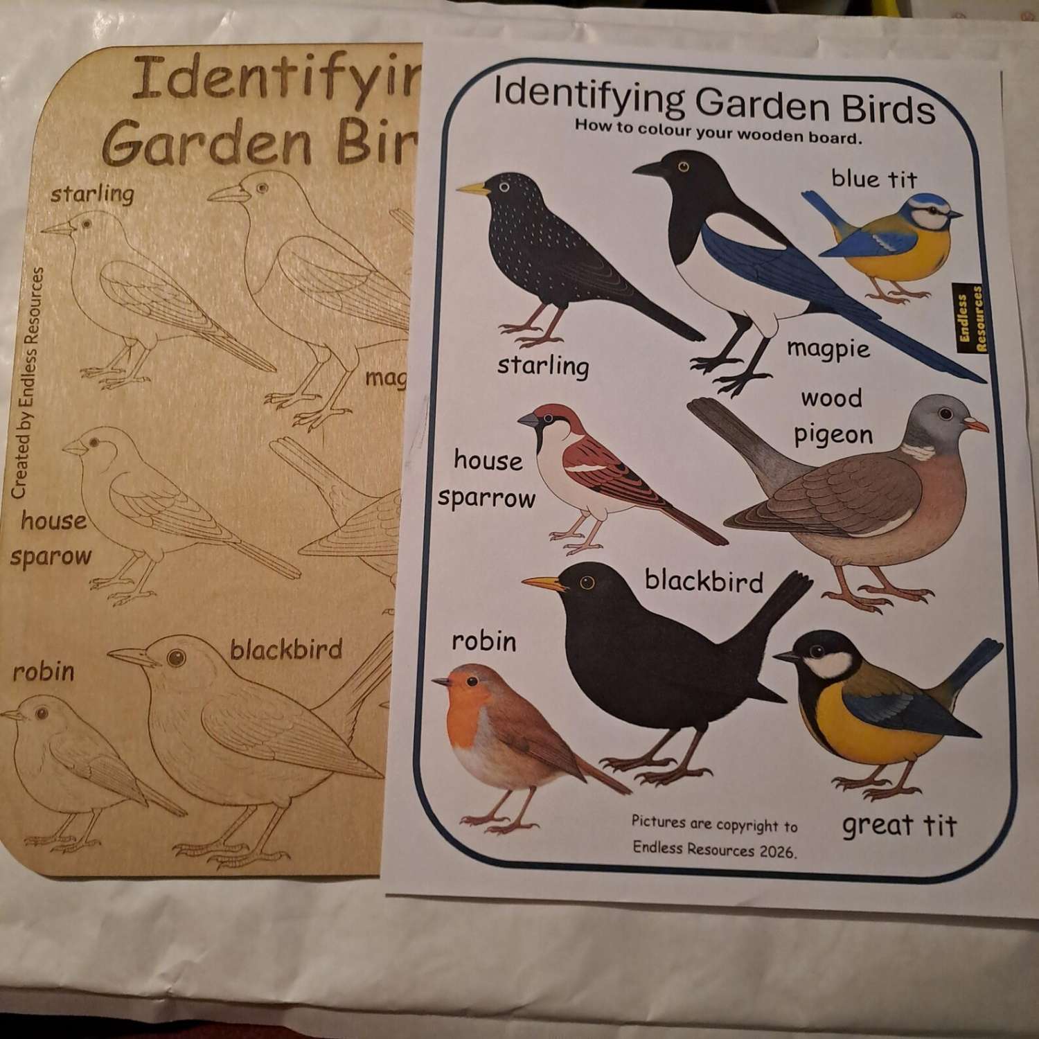 Wooden Nature Garden Birds Chart Wooden Nature Garden Birds Chart