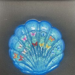 Resin sea blue shell dish with butterfly charms