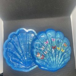 Resin sea blue shell dish with butterfly charms 1