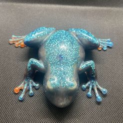 Glitter blue resin frog
