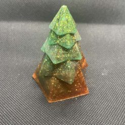 Resin bronze and green glittery mini Christmas tree 1