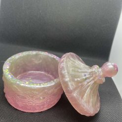 Pink glitter resin trinket dish and lid