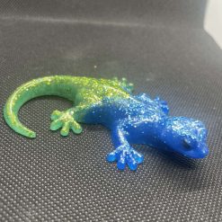 Resin blue and green glittery mini lizard