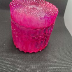 Resin pink and white dish with lid 1 Resin pink and white dish with lid 1