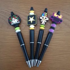 Beaded black ink pen