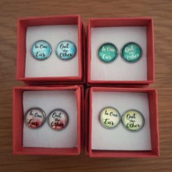 In one ear out the other 12mm earrings