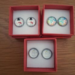 Snowman 12mm cabochon earrings