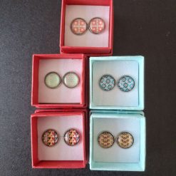 Geometric Pattern Cabochon Earrings