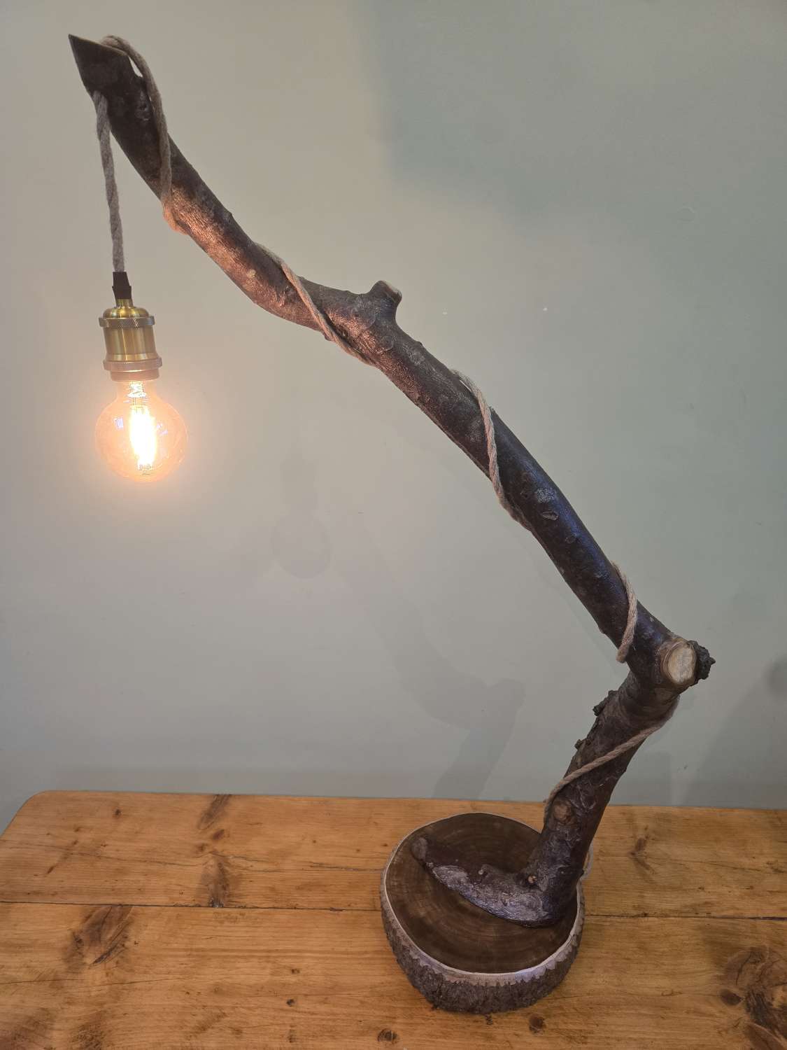 Handmade rustic wooden freestanding lamp Handmade rustic wooden freestanding lamp