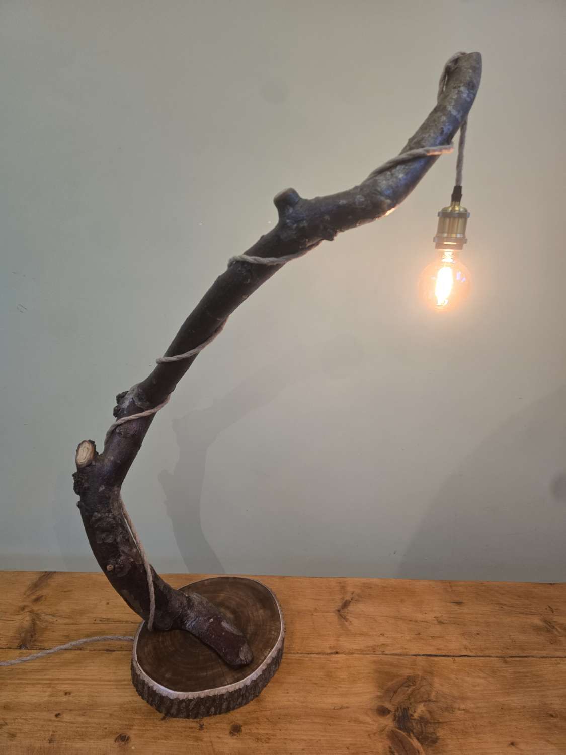 Handmade rustic wooden freestanding lamp Handmade rustic wooden freestanding lamp