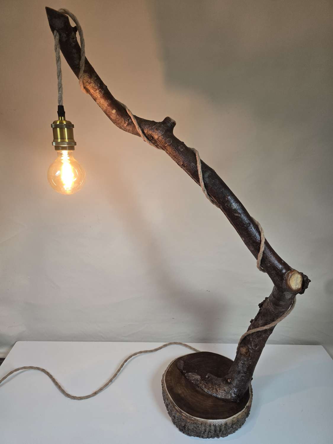 Handmade rustic wooden freestanding lamp Handmade rustic wooden freestanding lamp