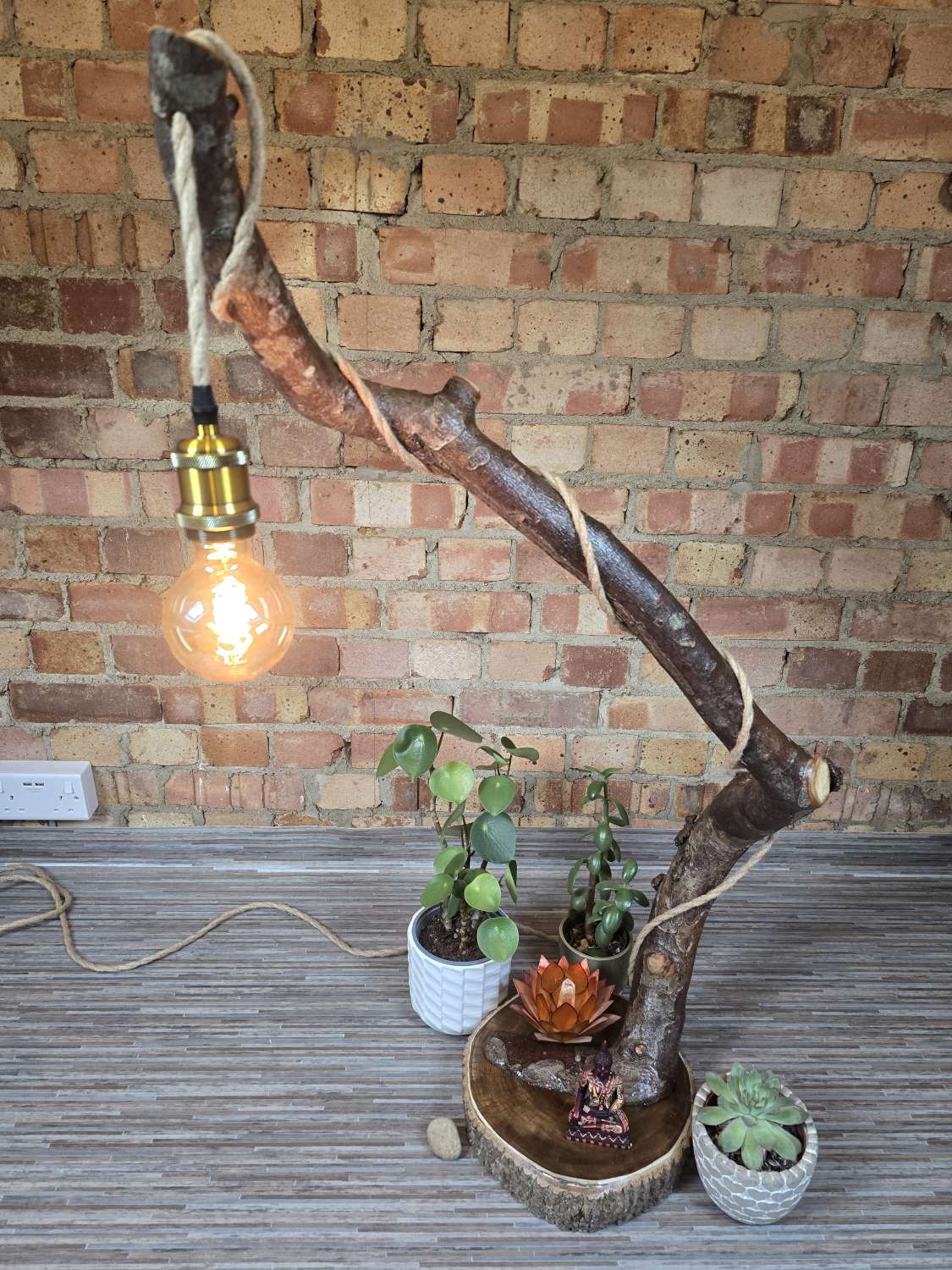 Handmade rustic wooden freestanding lamp Handmade rustic wooden freestanding lamp