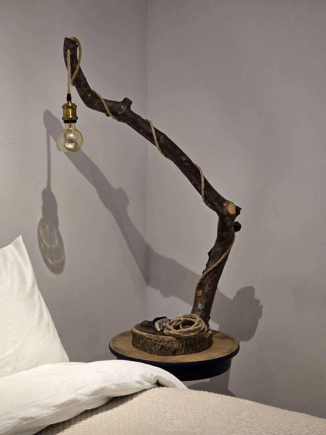 Handmade rustic wooden freestanding lamp Handmade rustic wooden freestanding lamp