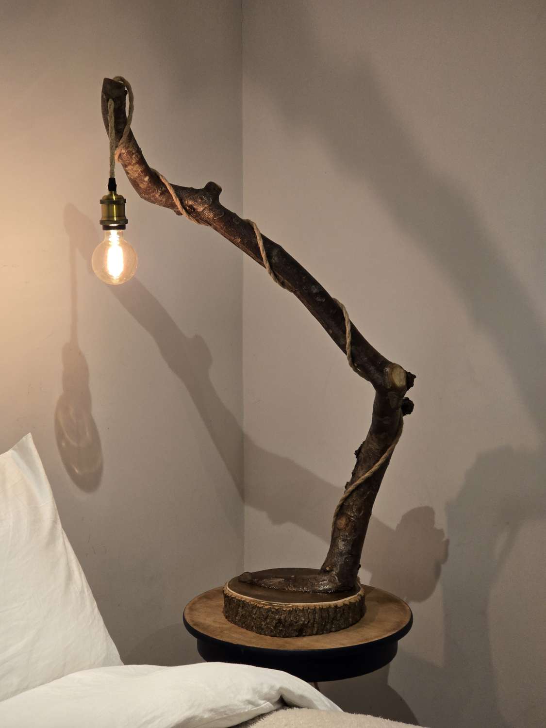 Handmade rustic wooden freestanding lamp Handmade rustic wooden freestanding lamp