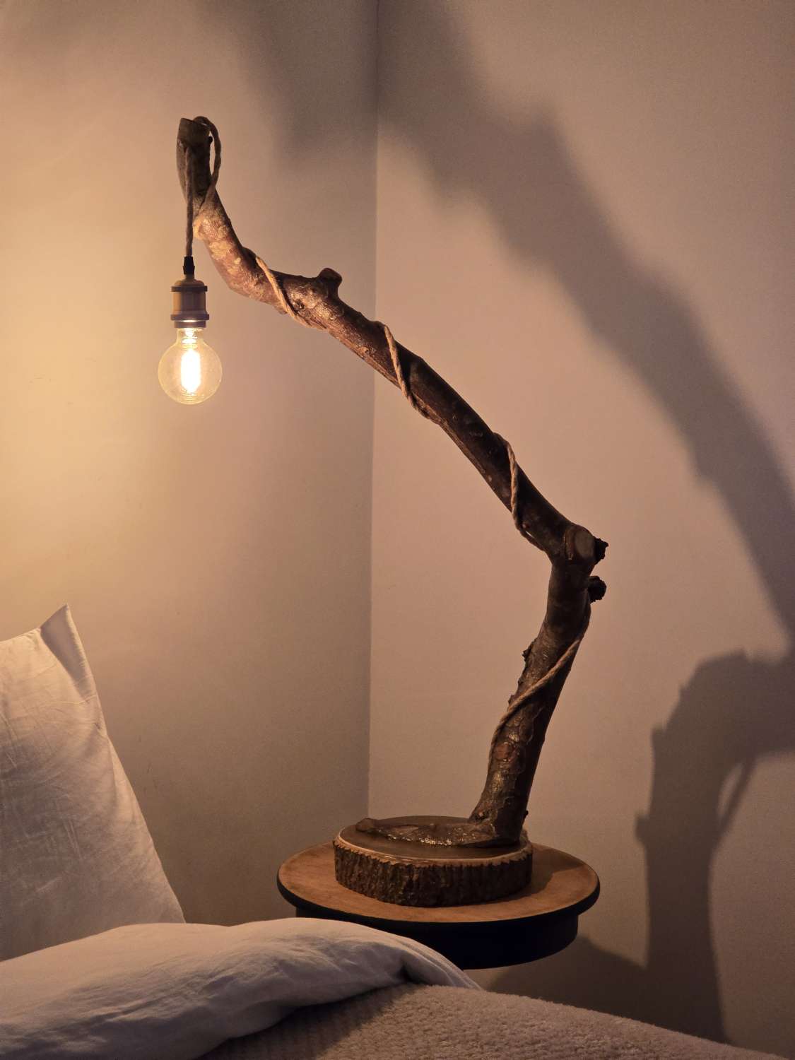 Handmade rustic wooden freestanding lamp Handmade rustic wooden freestanding lamp