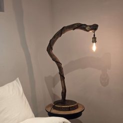 Rustic handcrafted wooden freestanding or table lamp