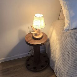 Rustic Handmade Wooden bedside / Table lamp