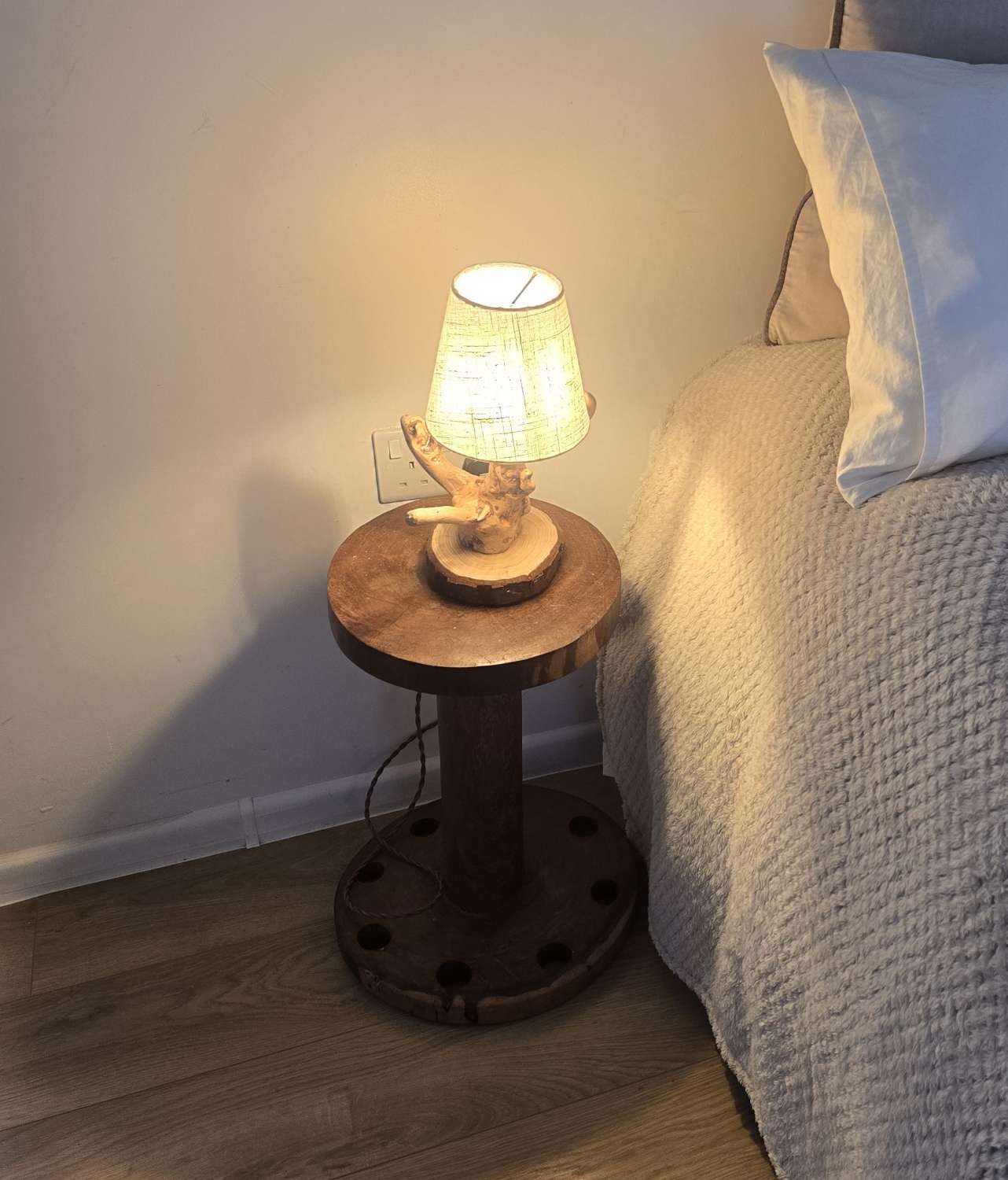 Rustic Handmade Wooden bedside / Table lamp Rustic Handmade Wooden bedside / Table lamp