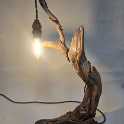 Rustic flowing wooden bedside lamp