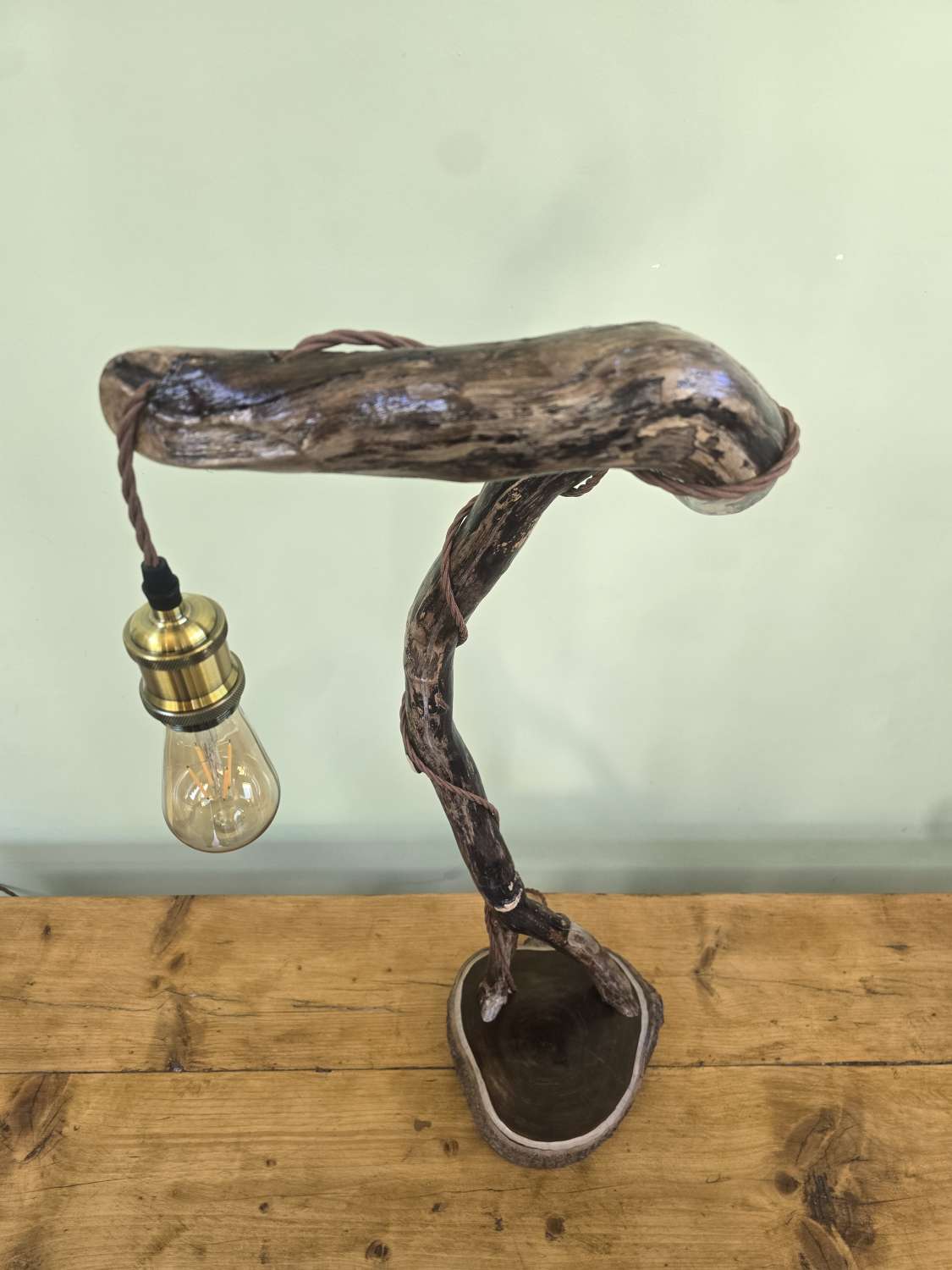 Rustic curved wooden lamp Rustic curved wooden lamp