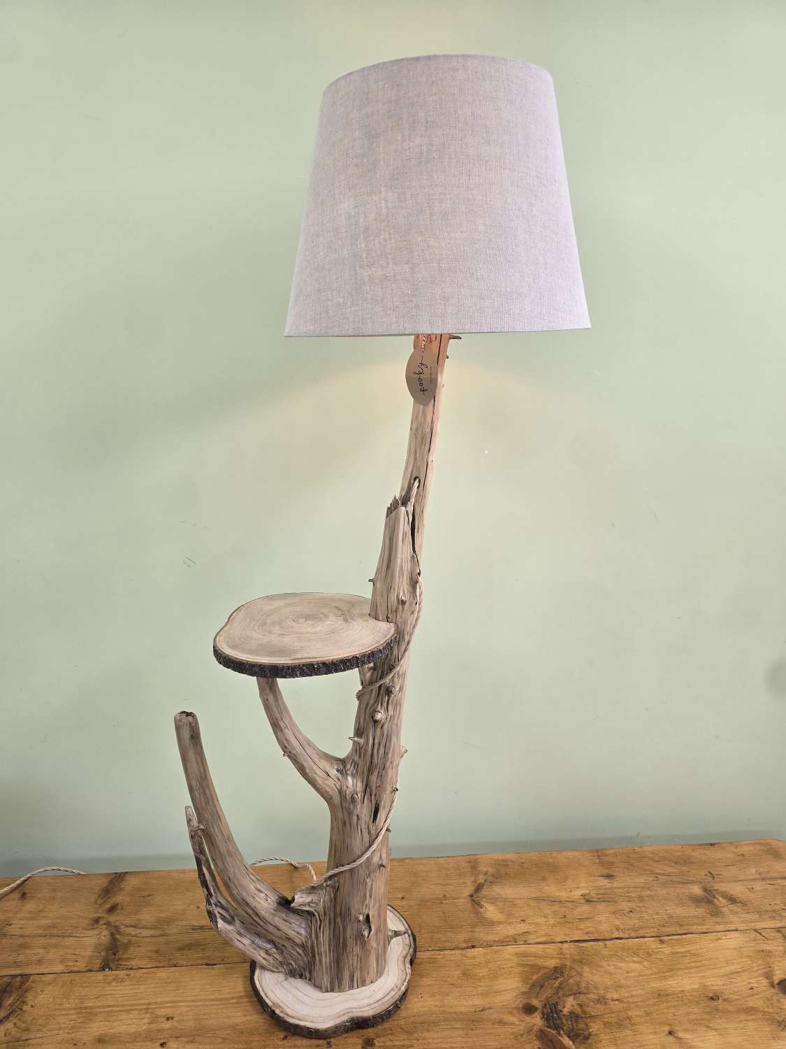 Rustic bedside table and lamp combination Rustic bedside table and lamp combination