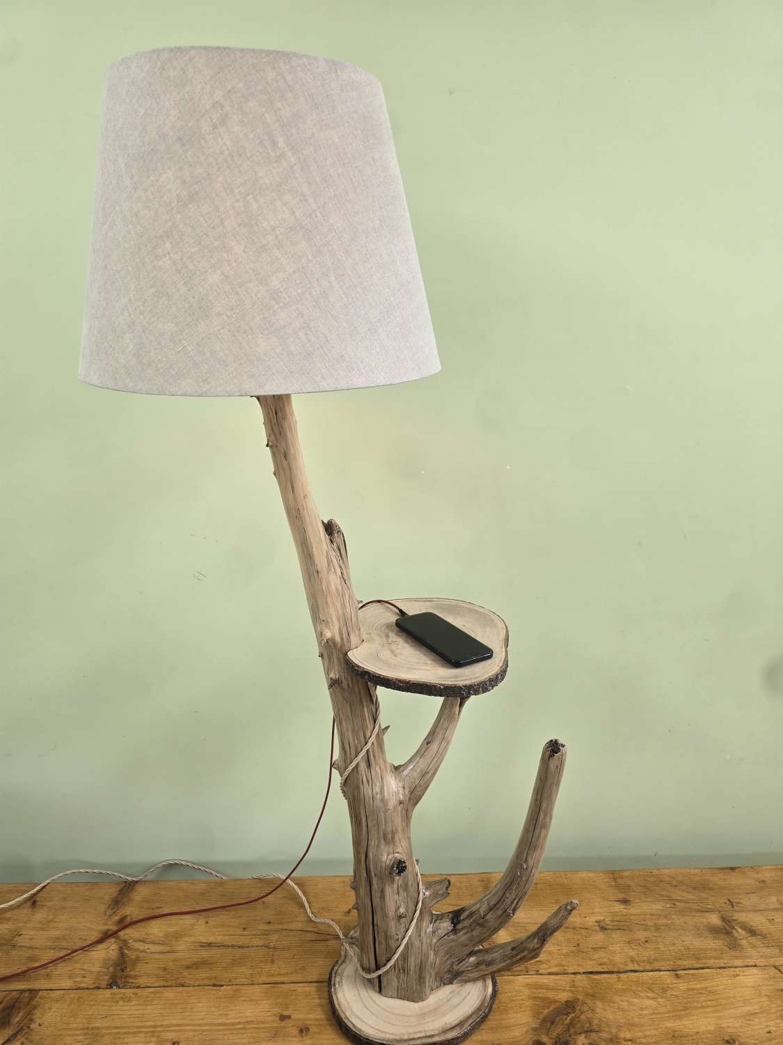 Rustic bedside table and lamp combination Rustic bedside table and lamp combination