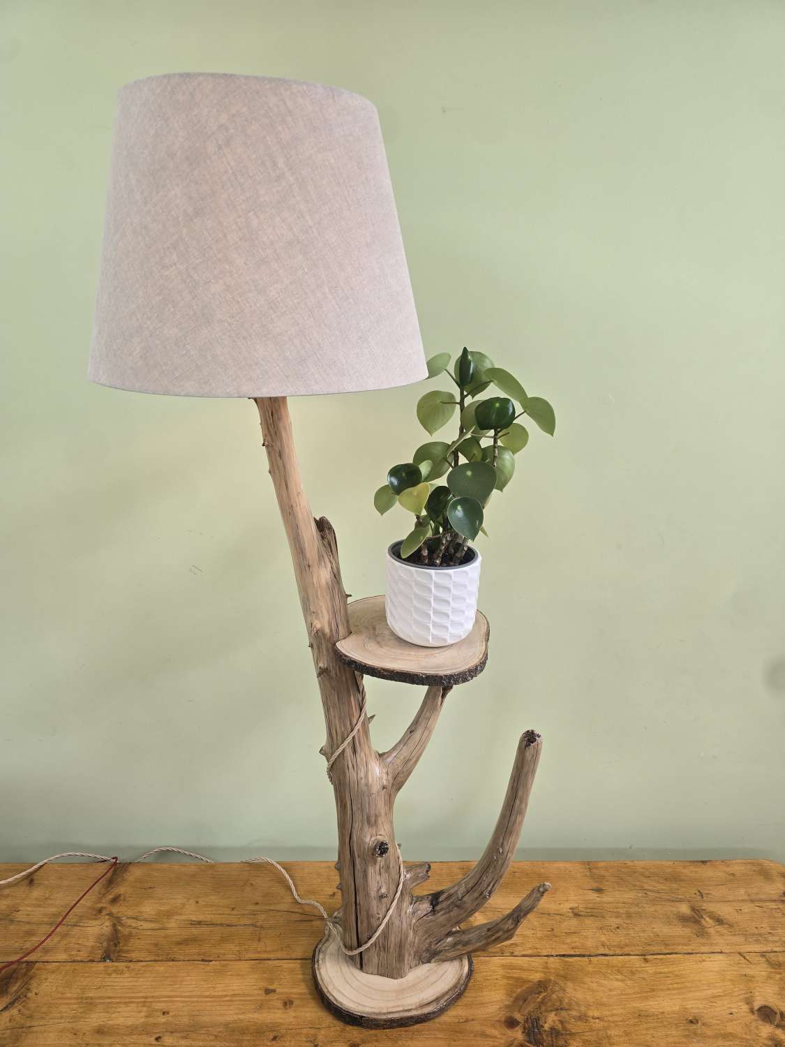 Rustic bedside table and lamp combination Rustic bedside table and lamp combination
