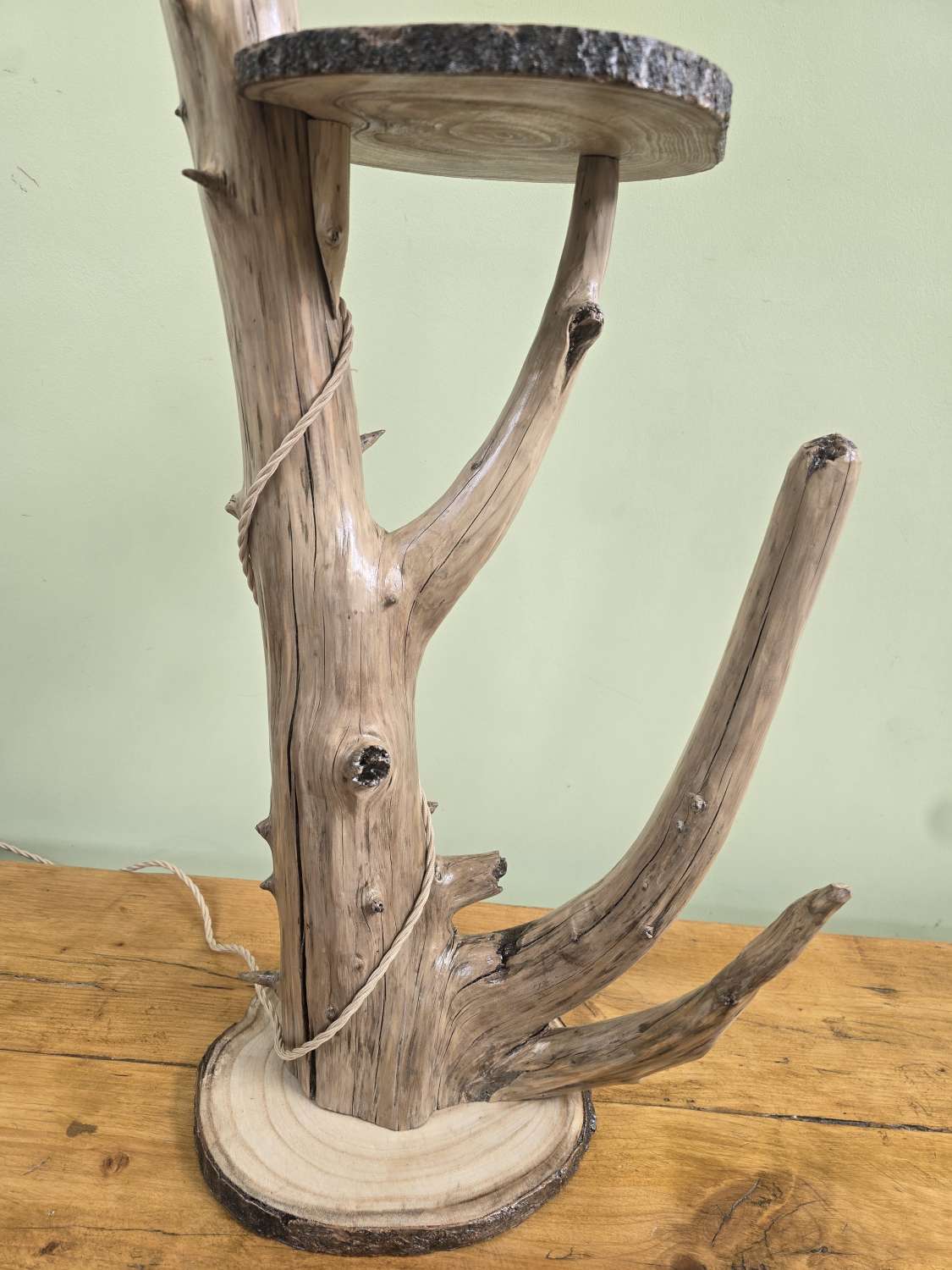 Rustic bedside table and lamp combination Rustic bedside table and lamp combination