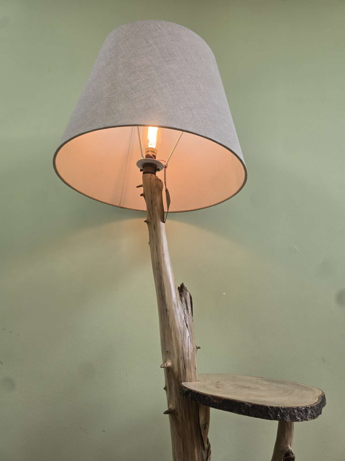 Rustic bedside table and lamp combination Rustic bedside table and lamp combination