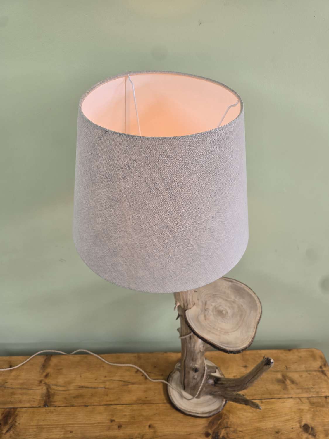 Rustic bedside table and lamp combination Rustic bedside table and lamp combination